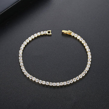 EXQUISITE Charming AAA+ Cubic Zirconia Simulated Diamonds Gold Colour Tennis Bracelets - The Jewellery Supermarket